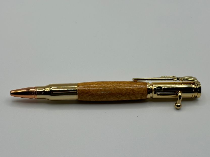 Gold Bolt Action Silky Oak Pen