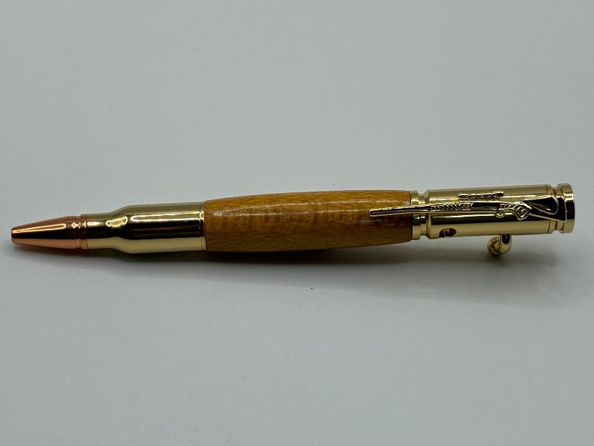 Gold Bolt Action Silky Oak Pen