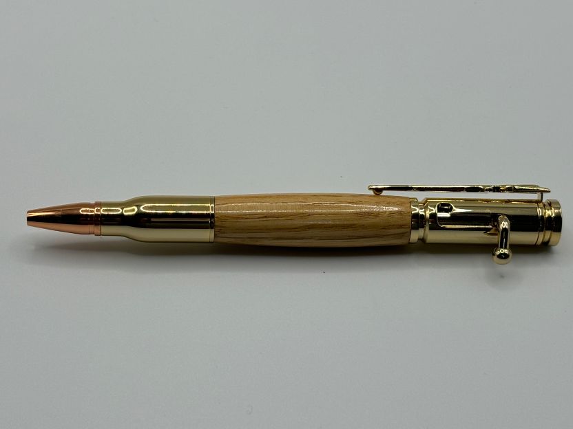 Gold Bolt Action American Oak Pen