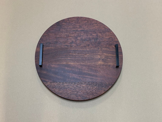 Merbau Round Grazing Board with Black Handles
