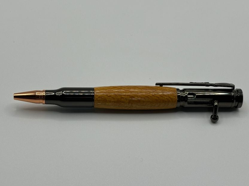 Black Bolt Action Silky Oak Pen