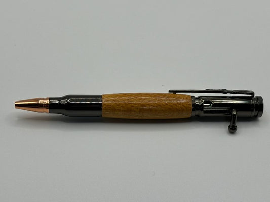 Black Bolt Action Silky Oak Pen