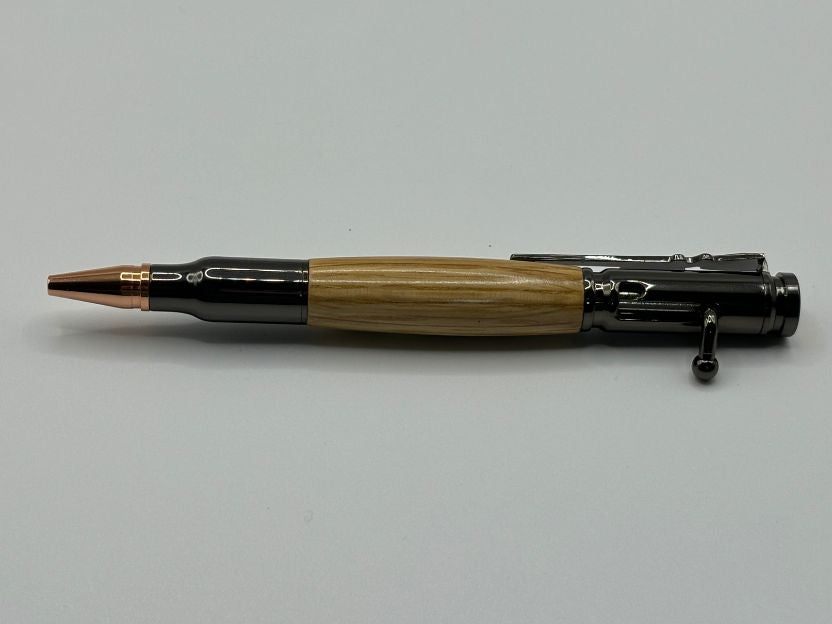 Black Bolt Action American Oak Pen