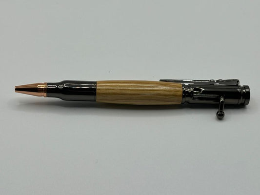 Black Bolt Action American Oak Pen