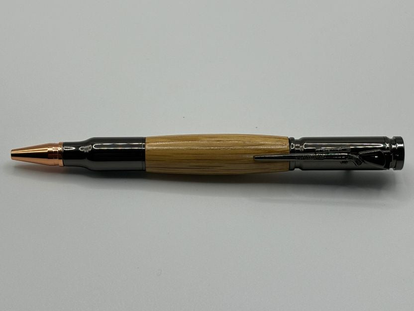Black Bolt Action American Oak Pen