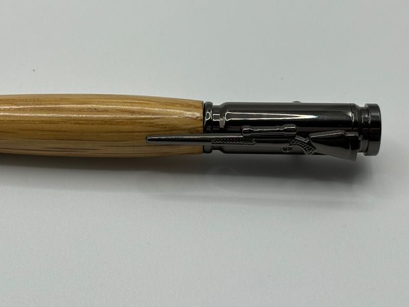 Black Bolt Action American Oak Pen