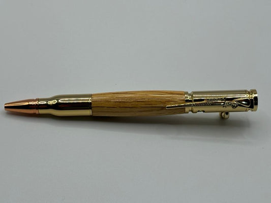 Gold Bolt Action American Oak Pen