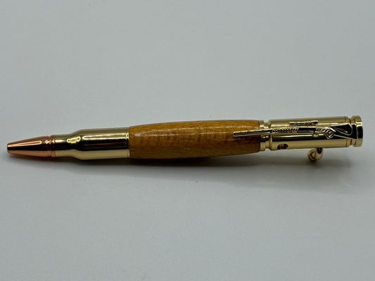 Gold Bolt Action Silky Oak Pen