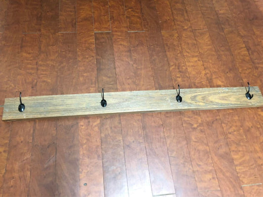 Recycled Timber Coat/Hat Board with 4 Black Hooks