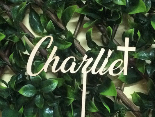 Religious Name & Cross Cake Topper