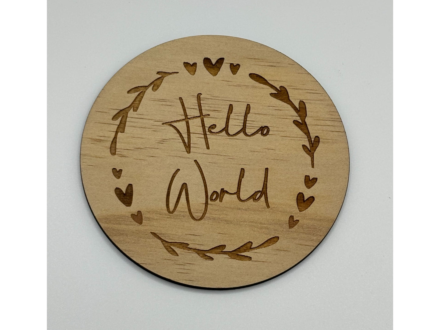 Baby Milestone Plaque - Hello World (wreath)