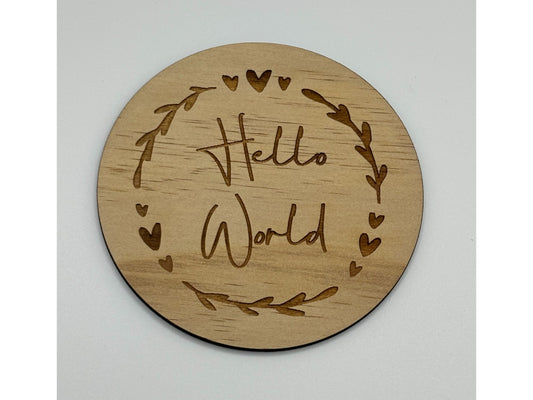 Baby Milestone Plaque - Hello World (wreath)
