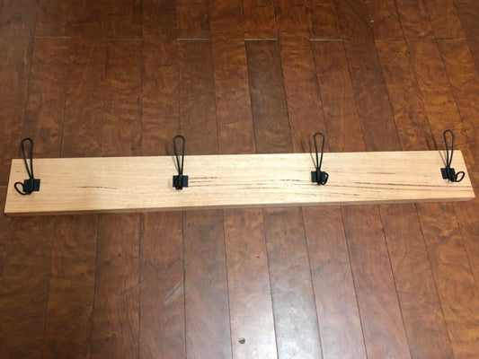 Victorian Ash Coat/Hat Board with 4 Black Iron Hooks