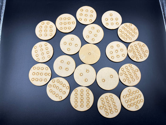 Round wooden discs - Numbers dots